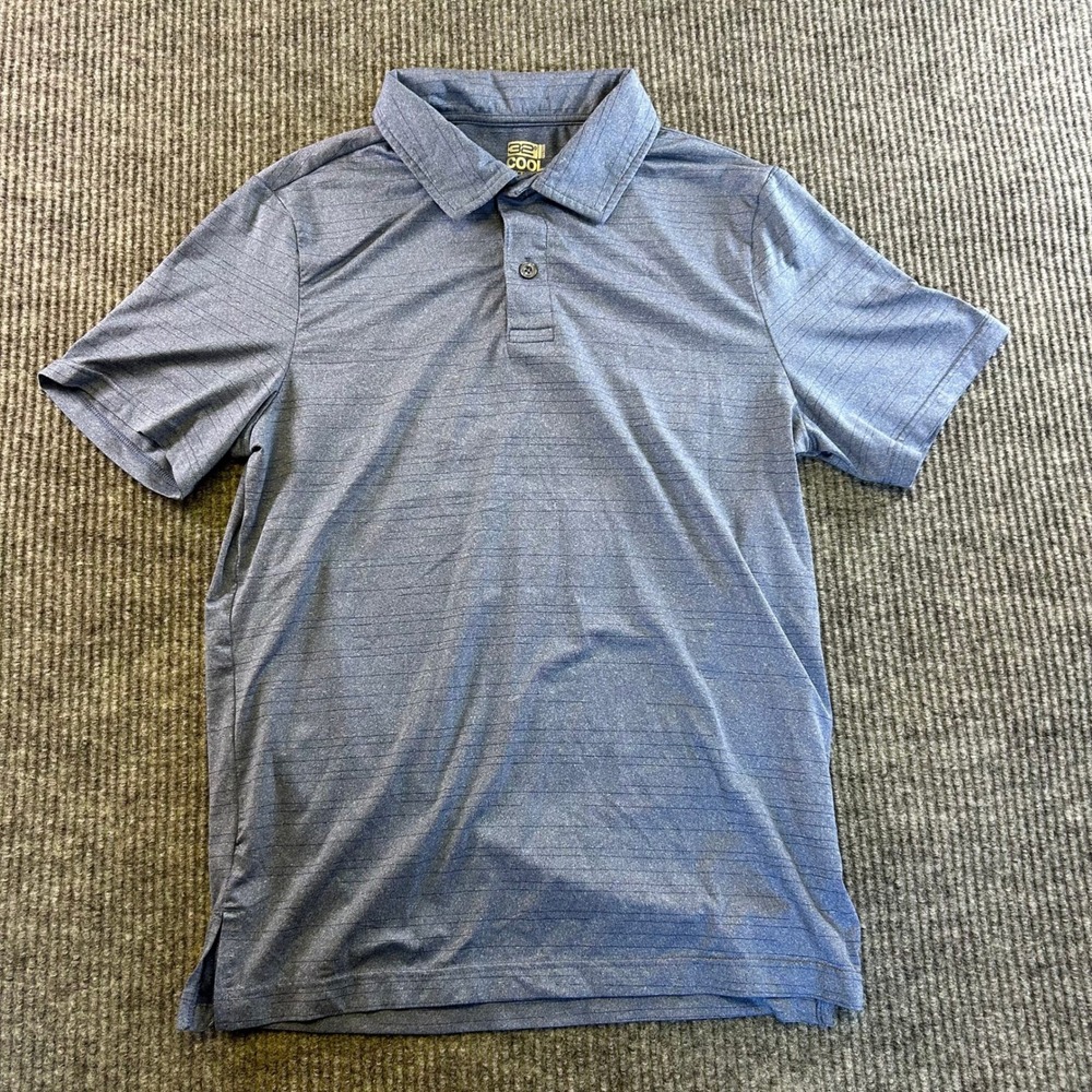 32 Degrees Mens Cool Short Sleeve Polo Shirt Blue Striped Size S Performance